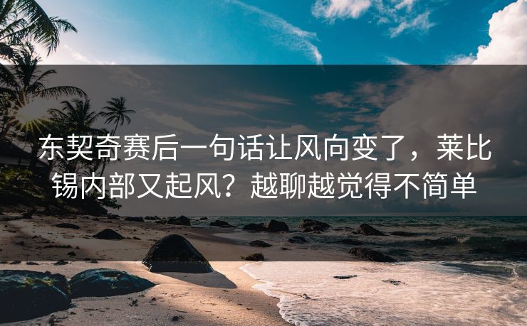 东契奇赛后一句话让风向变了，莱比锡内部又起风？越聊越觉得不简单